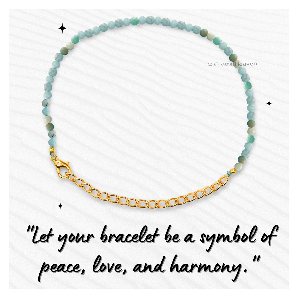 Amazonite Bracelets - 2mm Faceted Beads (Gold)
