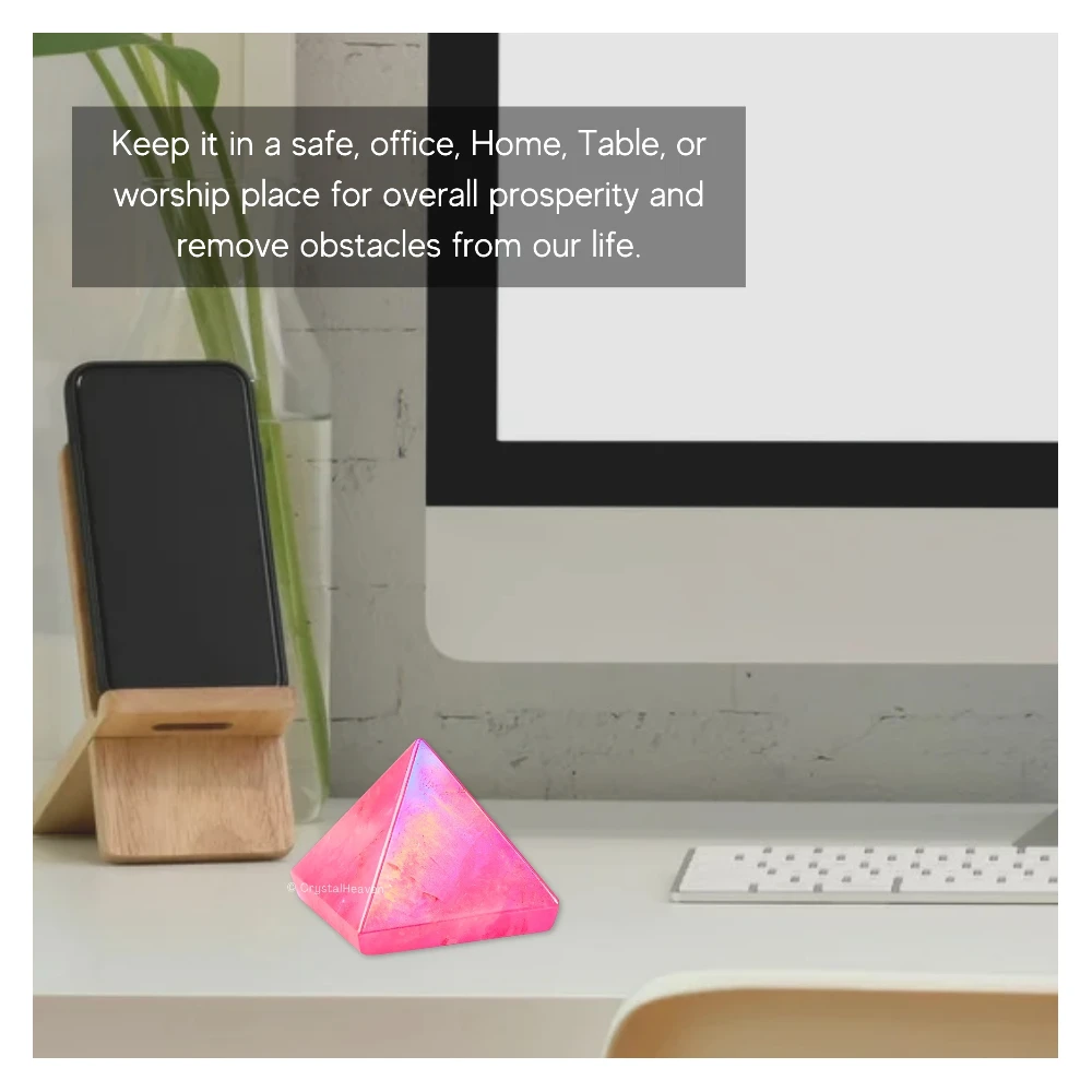 Angel Aura Rose Quartz Pyramid (1 Inch)