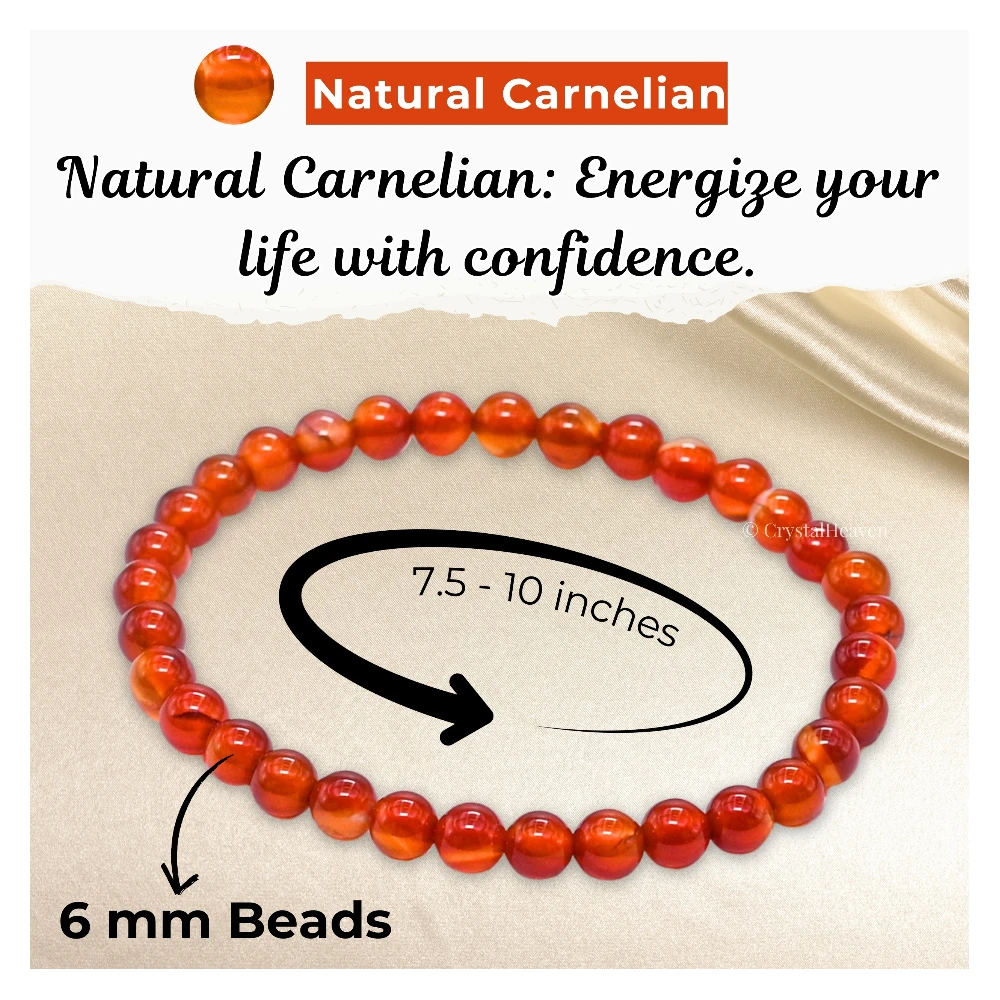 Carnelian Healing Crystal Bracelets - 6mm Beads