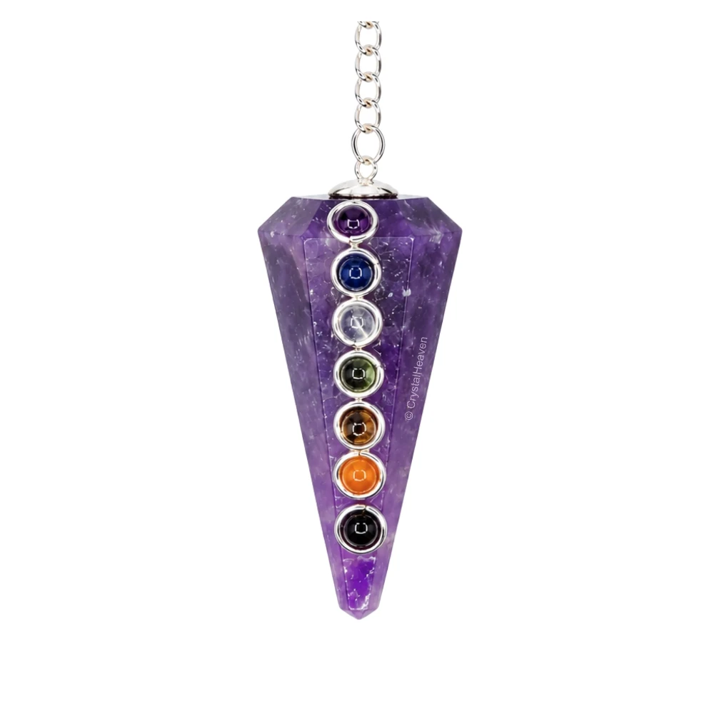 Lepidolite Pendulum with Chakra Beads