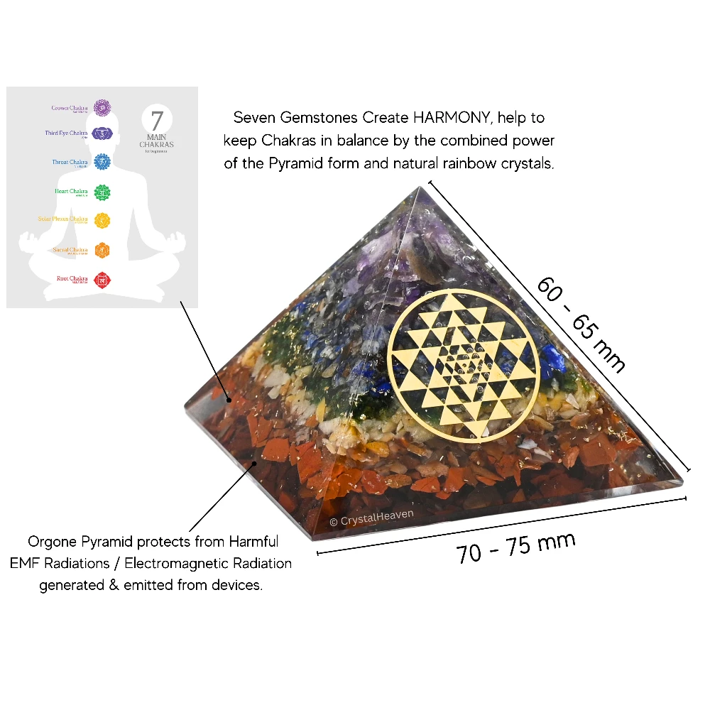 7 Chakra Orgone Pyramid (Round Shriyantra)