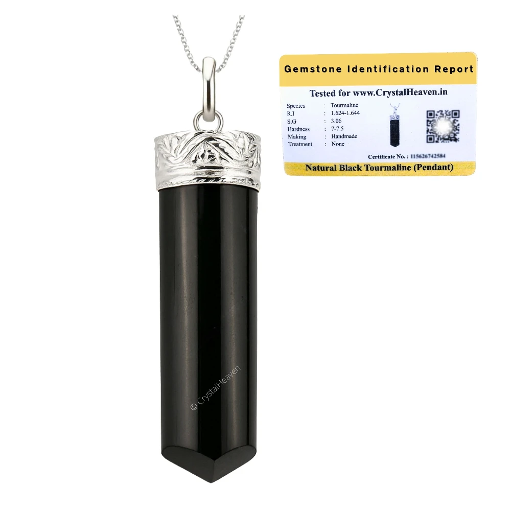 Black Tourmaline Necklace - Pencil Point (Silver)