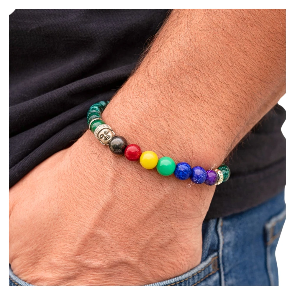 Chrysocolla Lapis Lazuli Chakra with Buddha Bracelet (Elastic)
