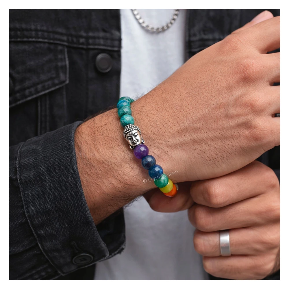 Turquoise Howlite Chakra with Buddha Bracelet (Elastic)