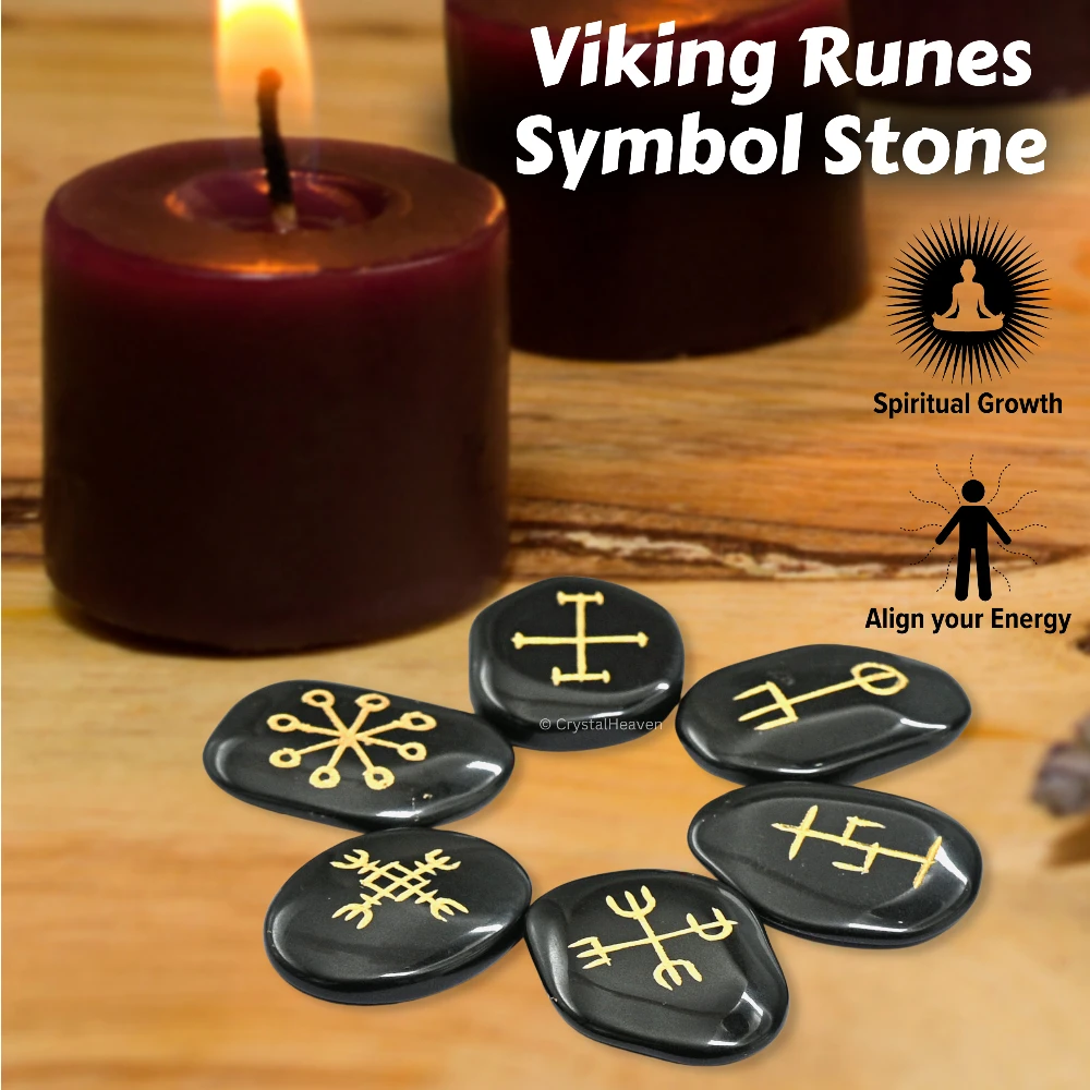 Black Agate Pagan Wiccan Stones (Set of 6)