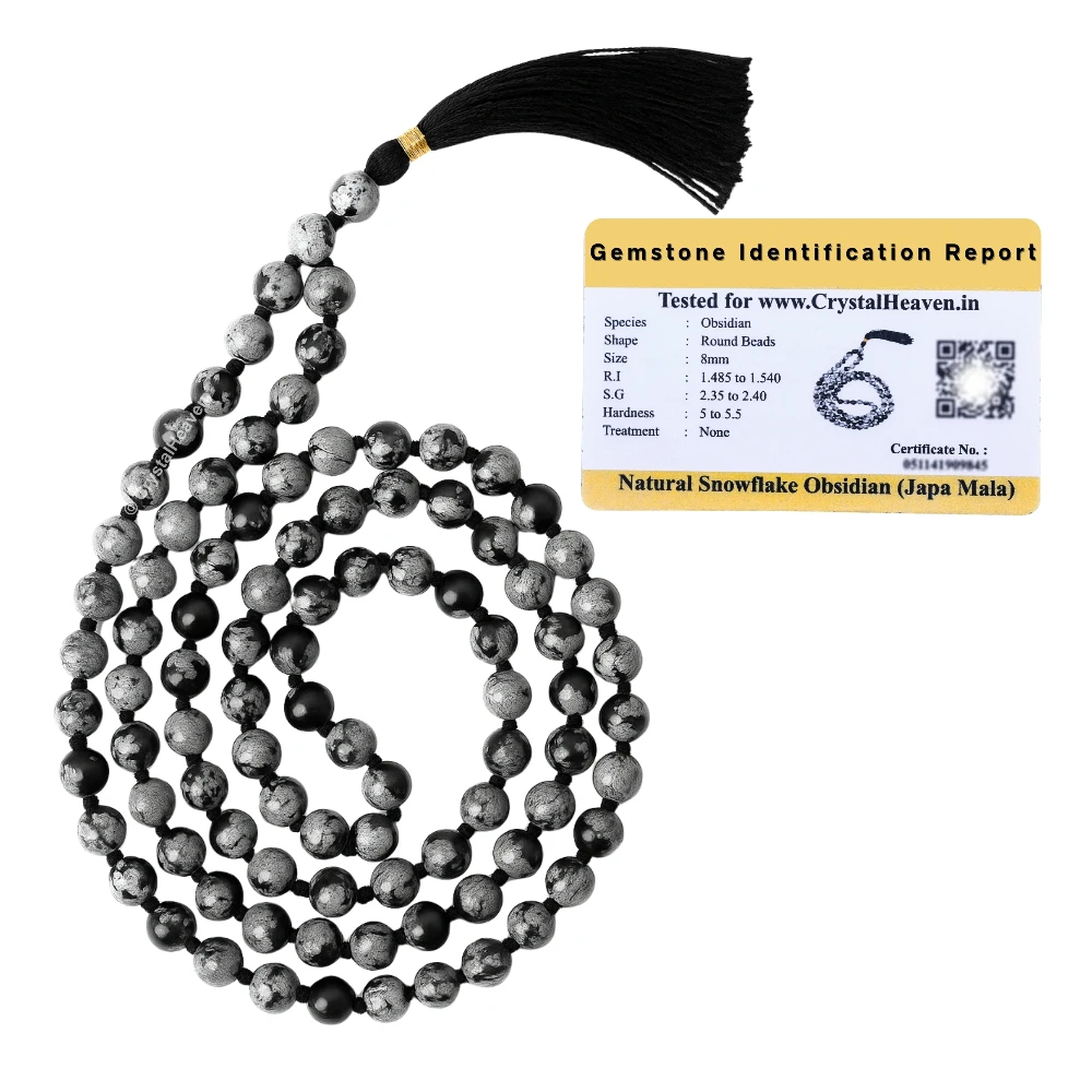 Snowflake Obsidian Japa Mala(Hand Knotted)