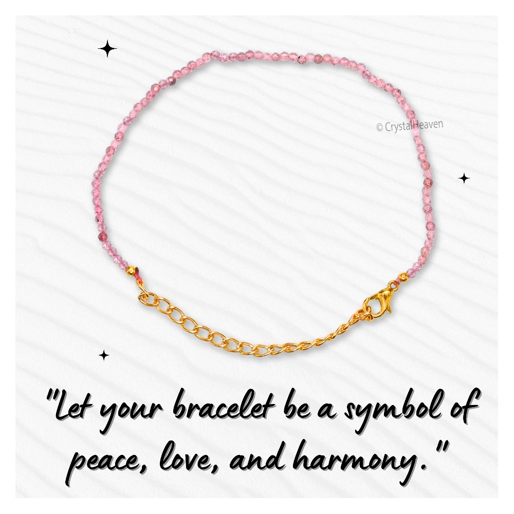 Pink Strawberry Bracelets - 2mm Faceted Beads (Gold)