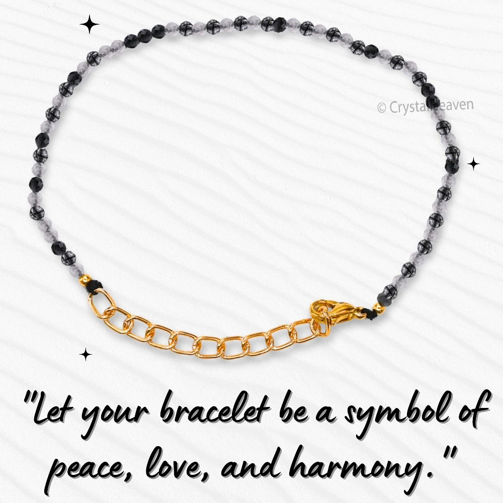 Black Rutilated Quartz Bracelets - 2mm Faceted Beads (Gold)