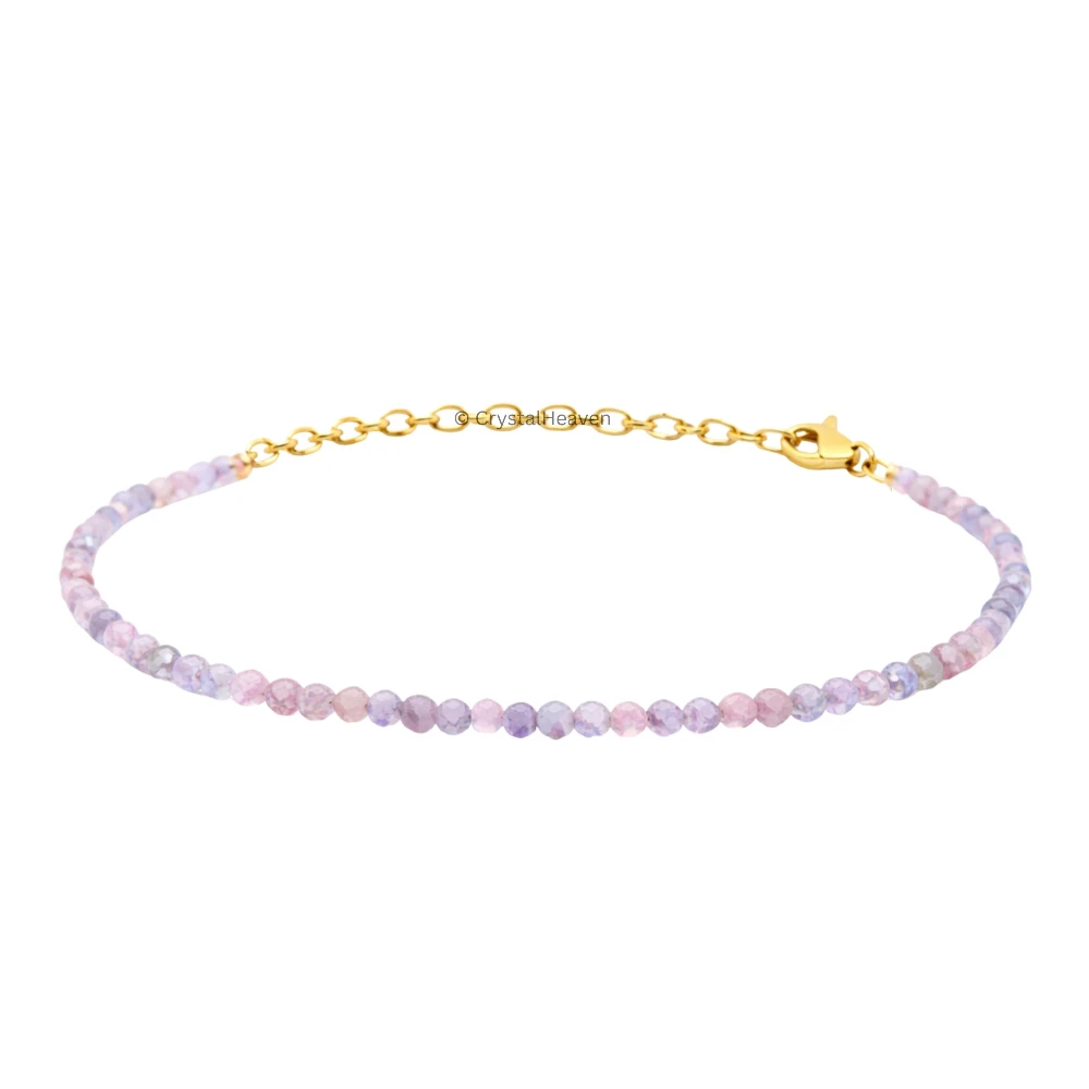 Morgonite Bracelets - 2mm Faceted Beads (Gold)