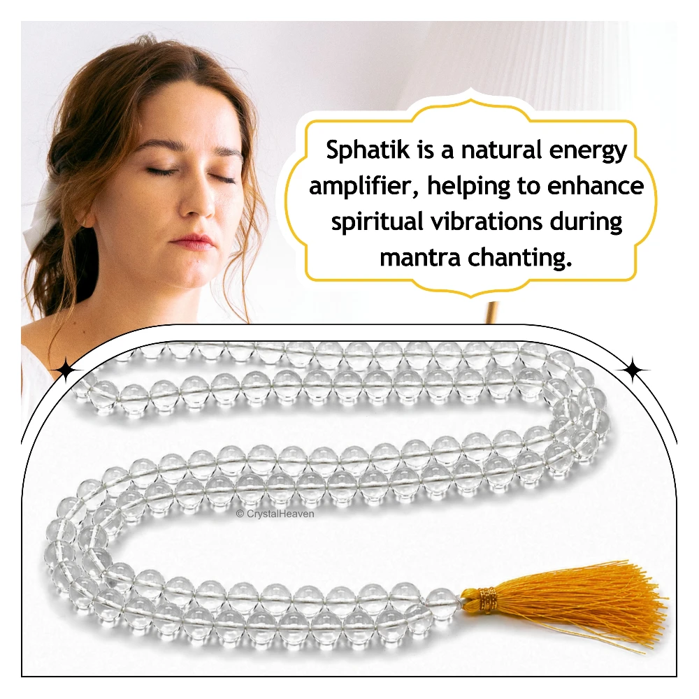 Sphatik Mala - AB Grade 108 Beads (7mm) (Without Knot)