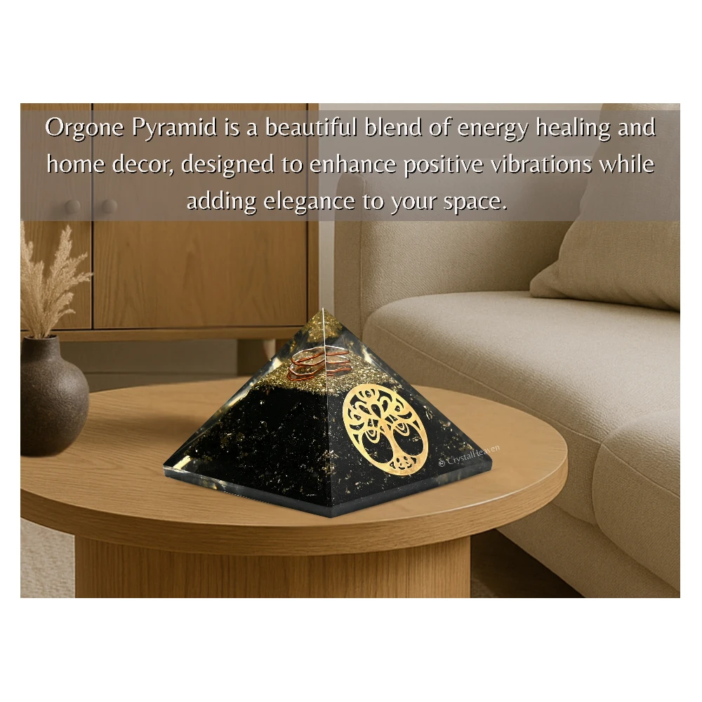 Black Tourmaline Orgone Pyramid (Round tree Of Life)