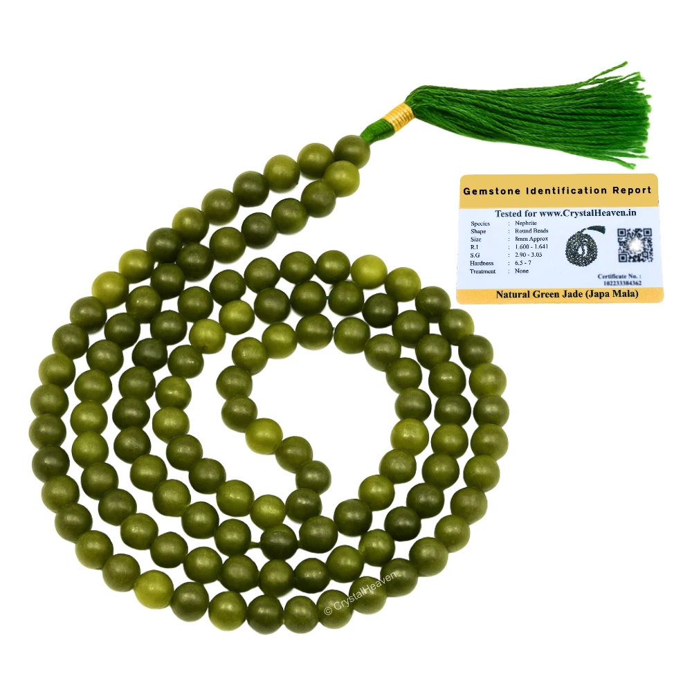 Green Jade Japa Mala (Without Knot)