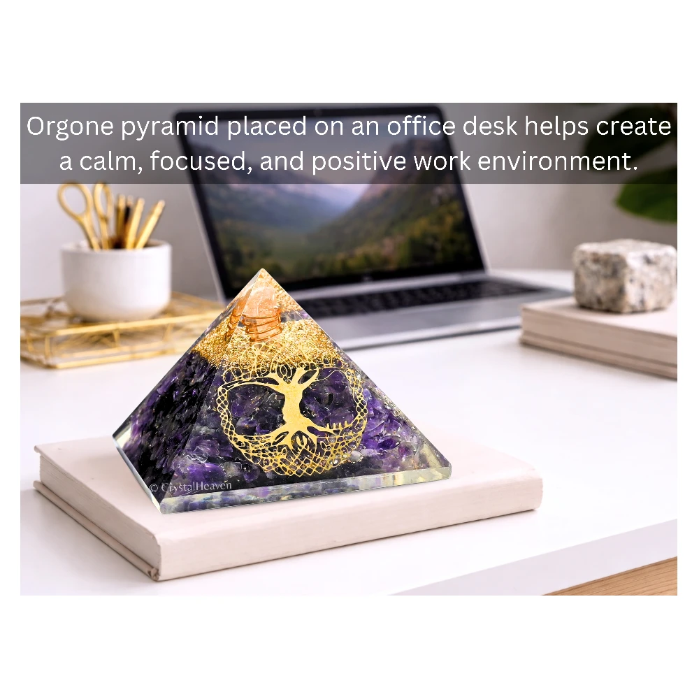 Amethyst Orgone Pyramid (Tree Of Life)