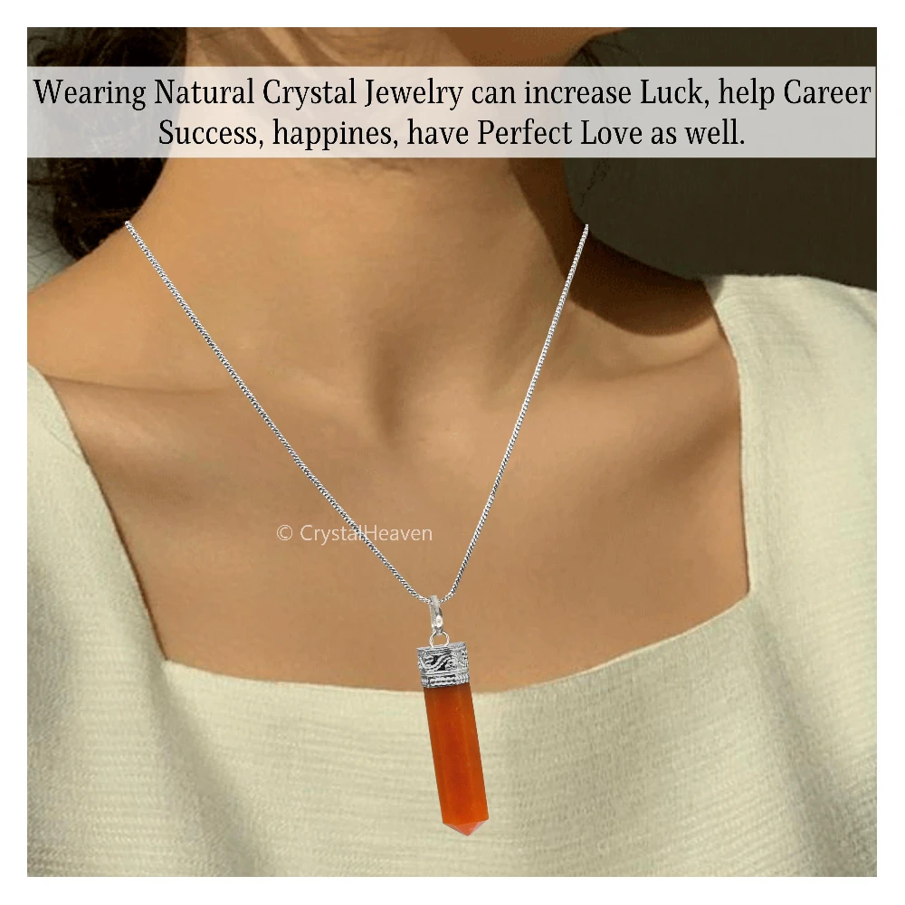 Carnelian Necklace - Pencil Point (Silver)