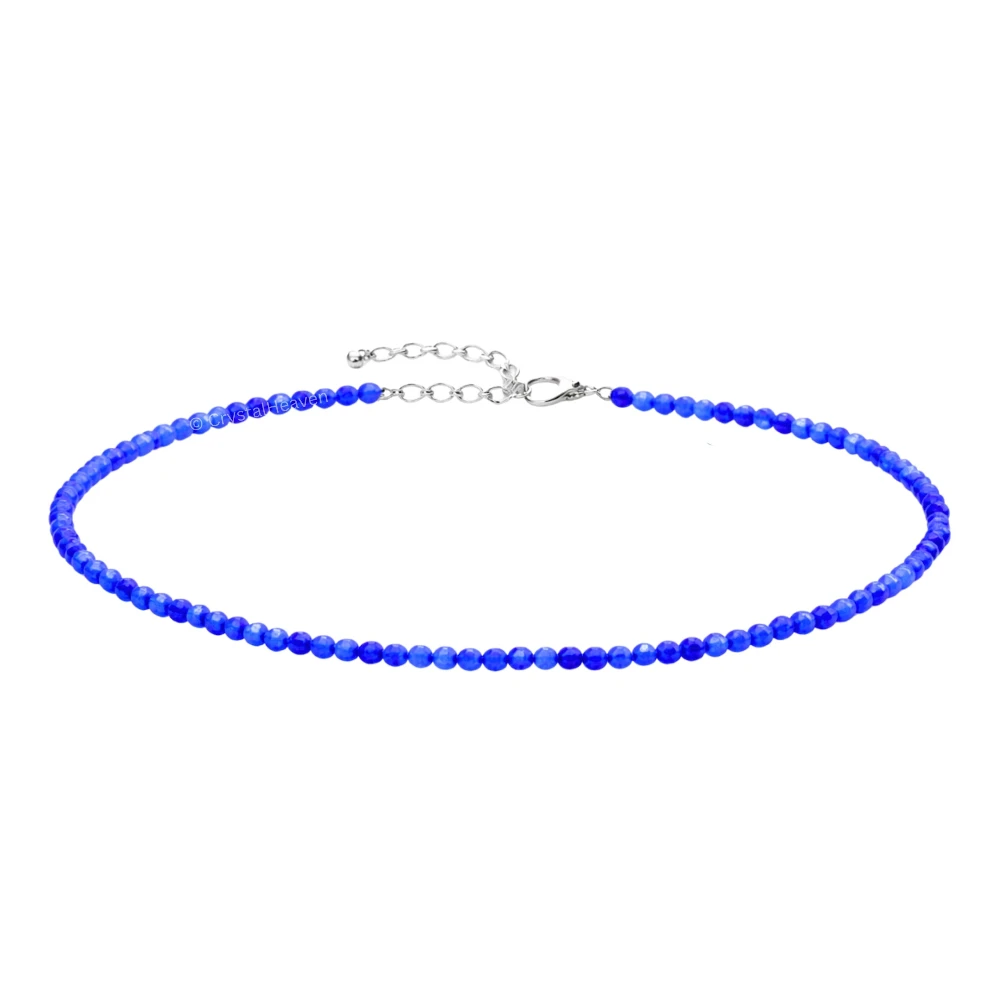 Royal Blue Chalcedony Anklet - 2mm Faceted Beads