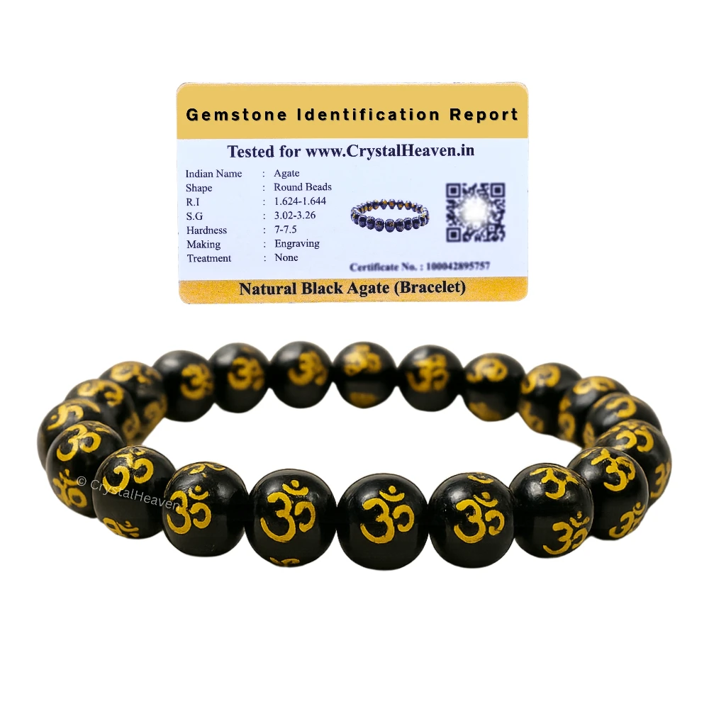 Black Agate OM Bracelet (Elastic)