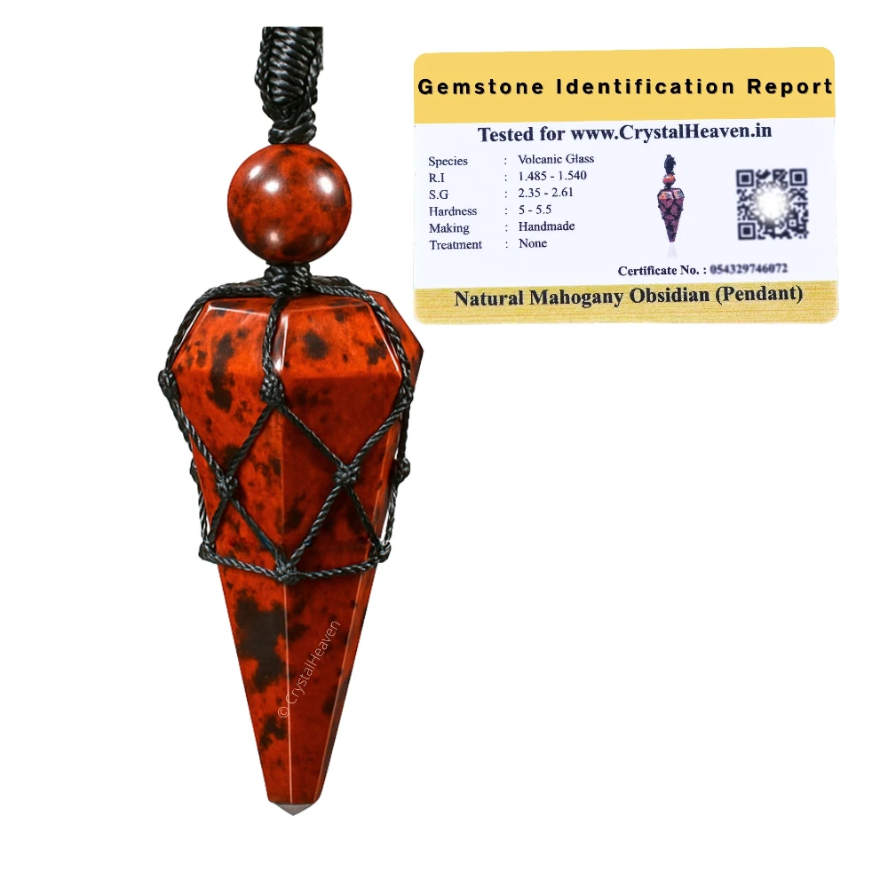 Mahogany Obsidian Pendulum Pendant Necklace (Macrame)