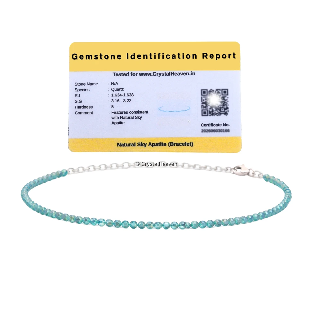 Sky Apatite Bracelets - 2mm Faceted Beads (Silver)