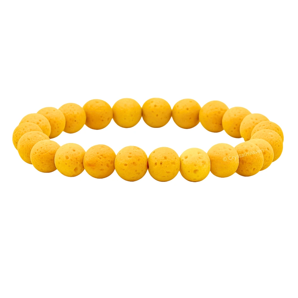 Yellow Lava Stone Bracelet (Elastic)
