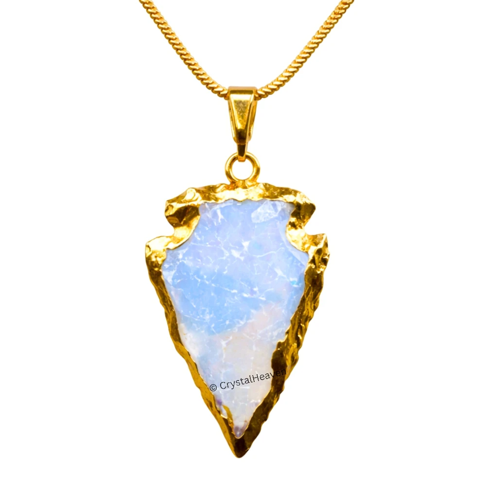 Opalite Arrow Head Pendant - Gold Plated