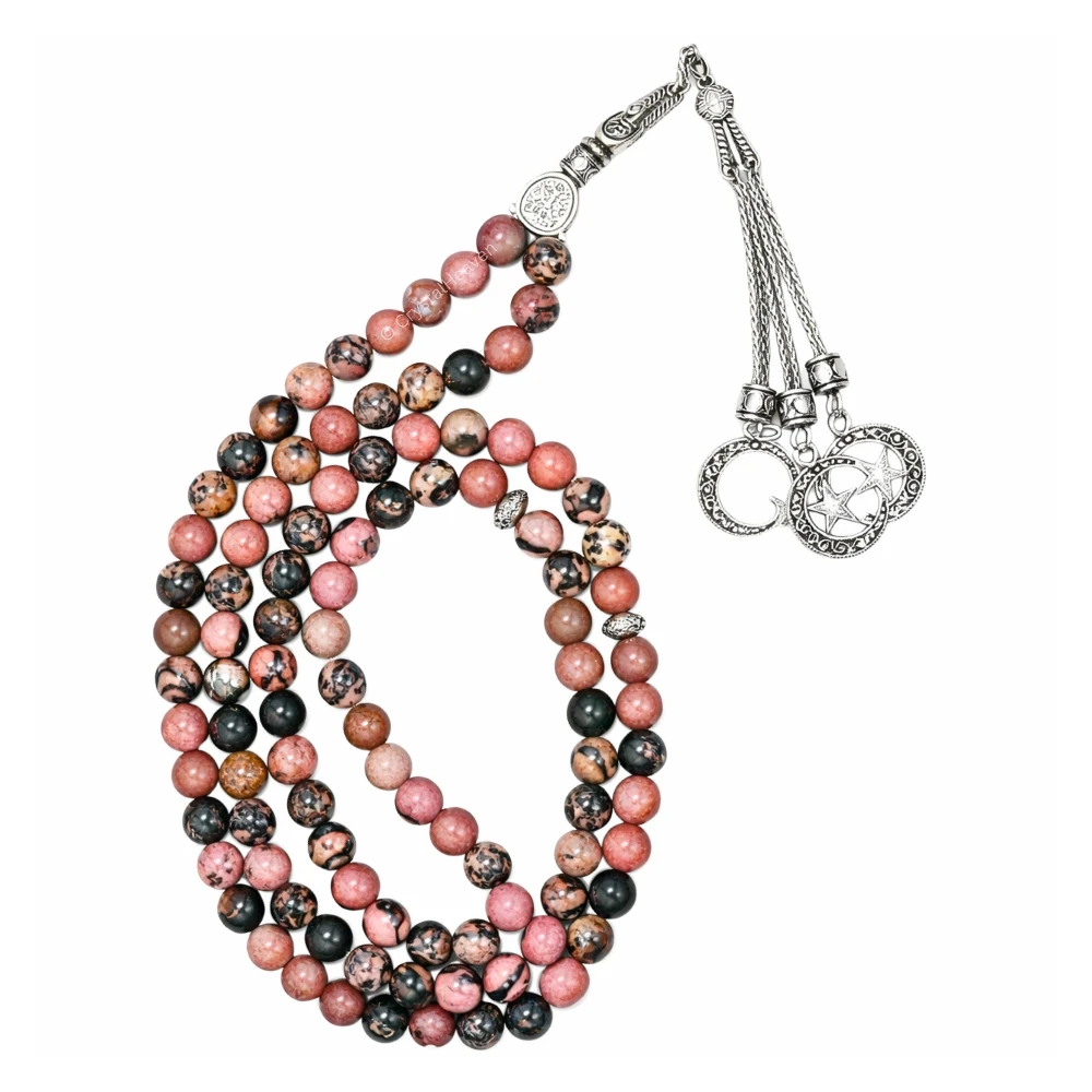 Rhodonite Crystal Tasbih (Silver)