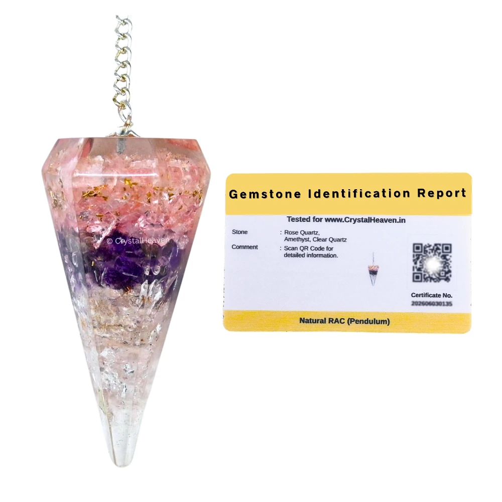 Rose Quartz Amethyst Clear Quartz (Layered) Crystal Orgone Pendulum