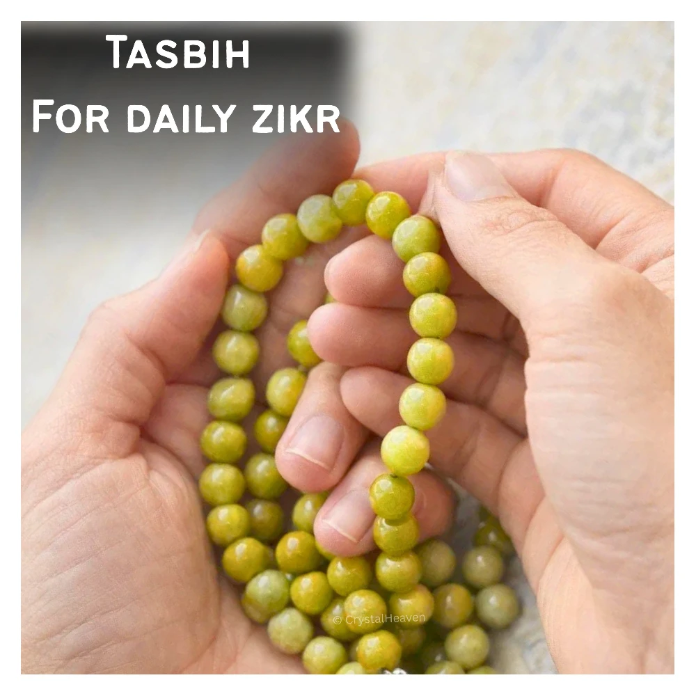 Green Jade Crystal Tasbih (Silver)