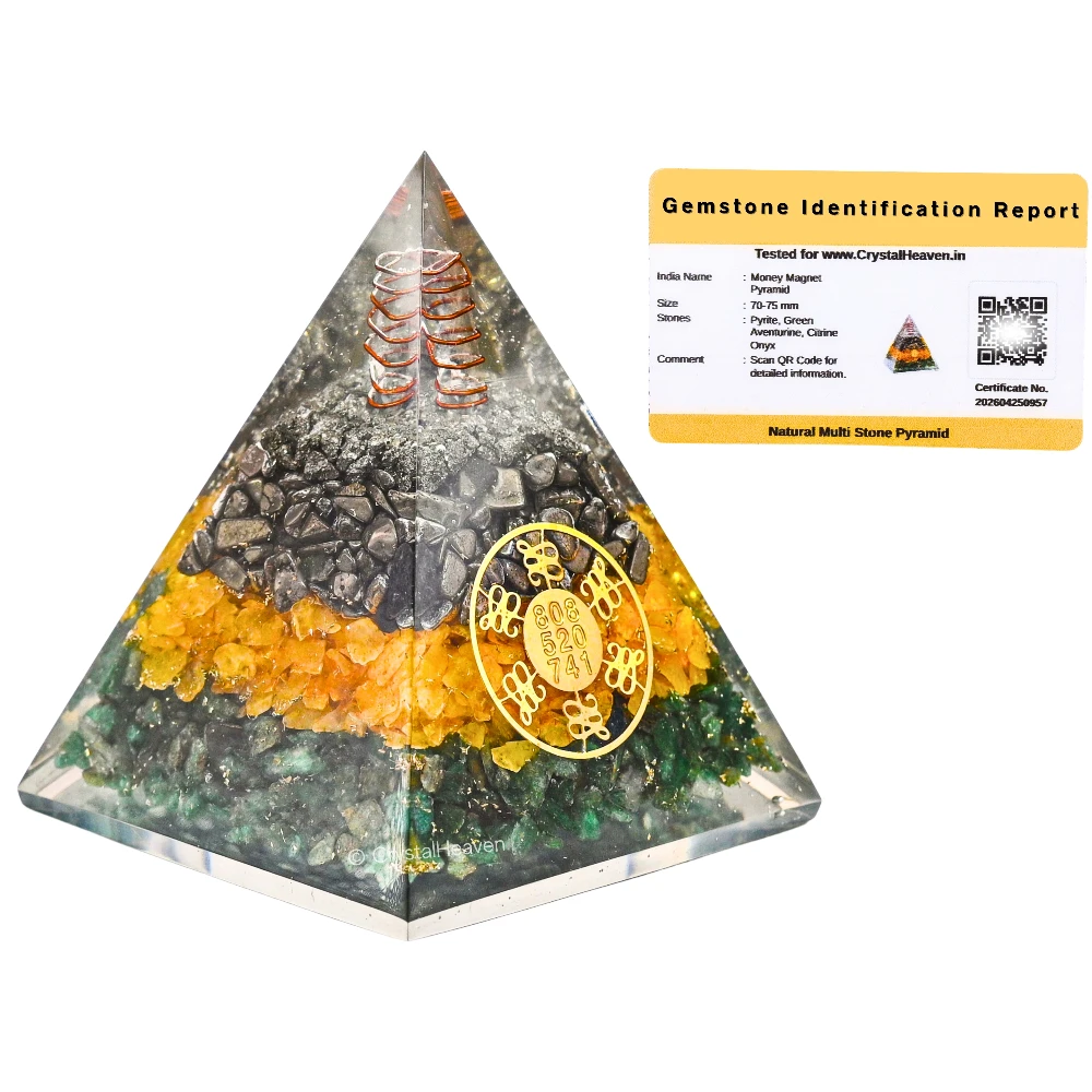 Money Magnet Pyramid with Zibu Symbol - Vastu Pyramid for Pooja