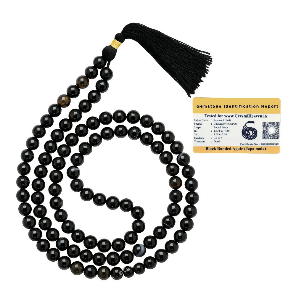 Black Sulemani Hakik Japa Mala (Without Knot)