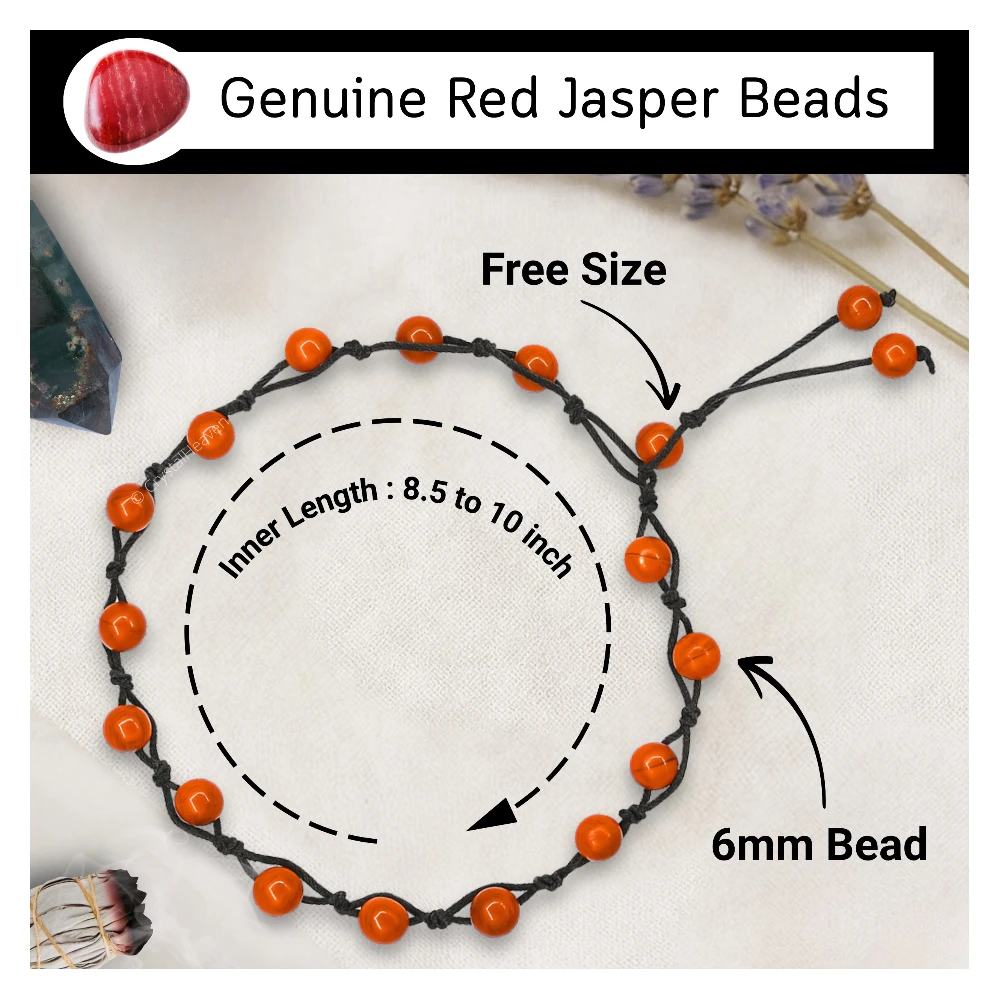 Red Jasper Anklet (Hand Knotted)