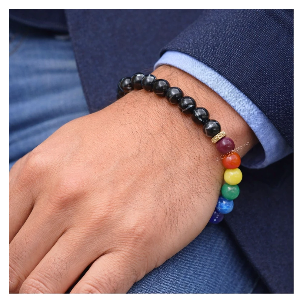 Black Sulemani Hakik Chakra Bracelet (Elastic)