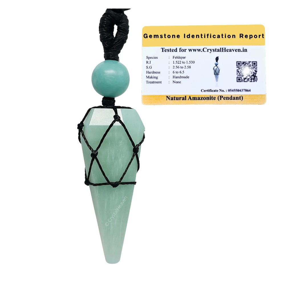 Amazonite Pendulum Pendant Necklace (Macrame)
