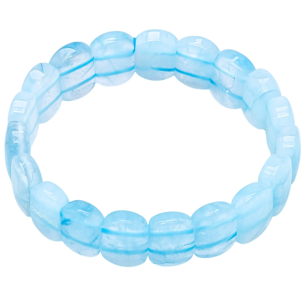 Aquamarine Onyx Faceted Beads Bracelet - Oval Stone