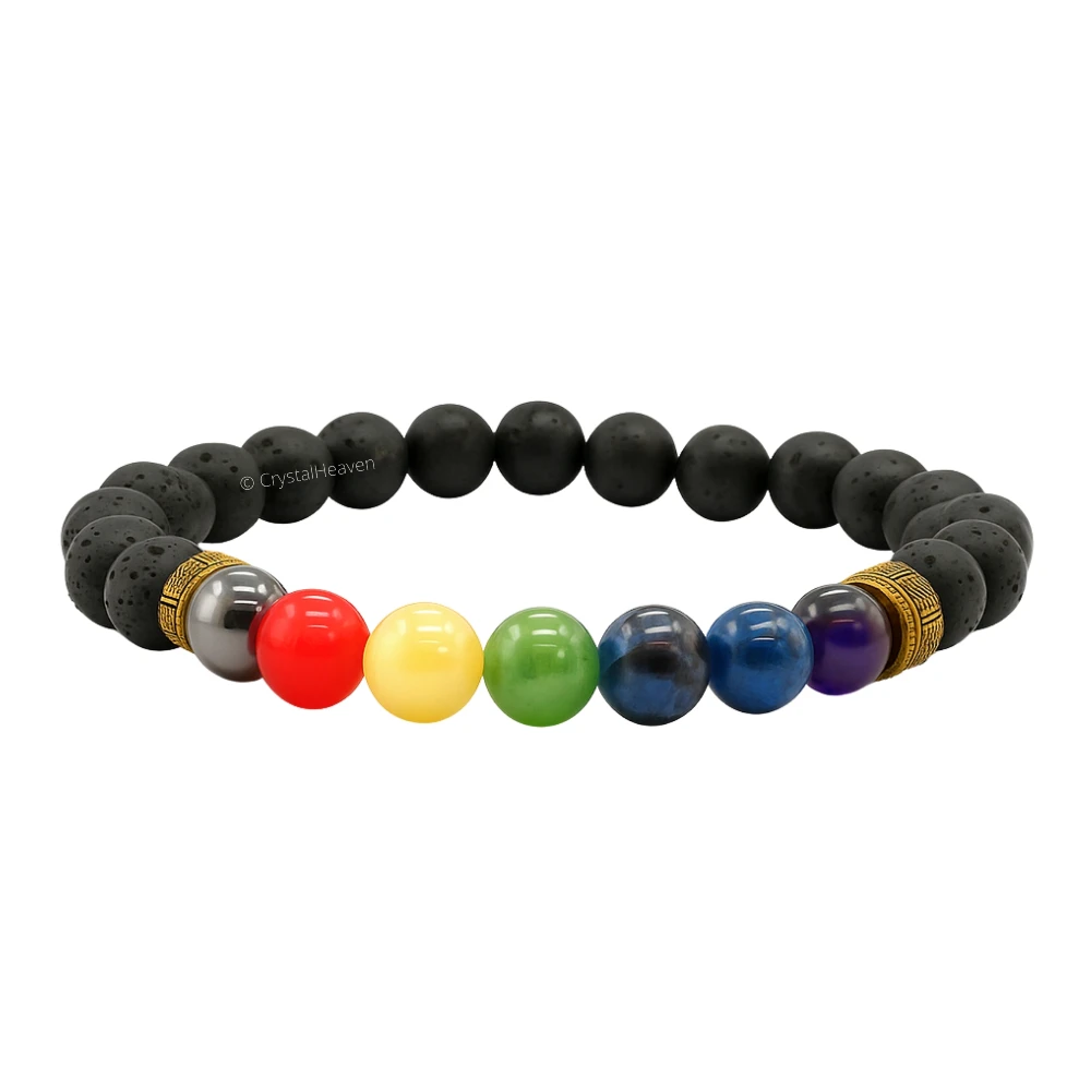 Lava Stone Chakra Bracelet (Elastic)