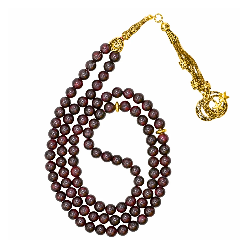Garnet Crystal Tasbih (Gold)