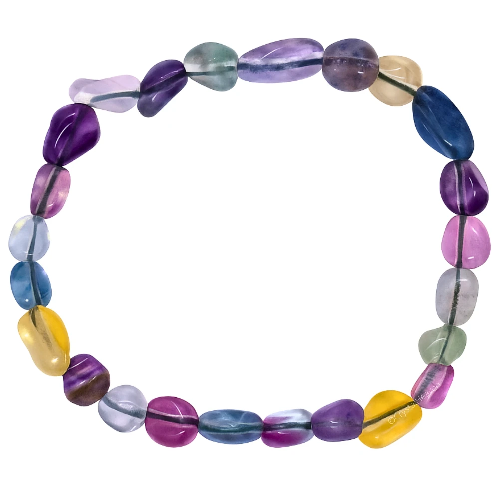 Multi Fluorite Tumbled Bracelet (Elastic)