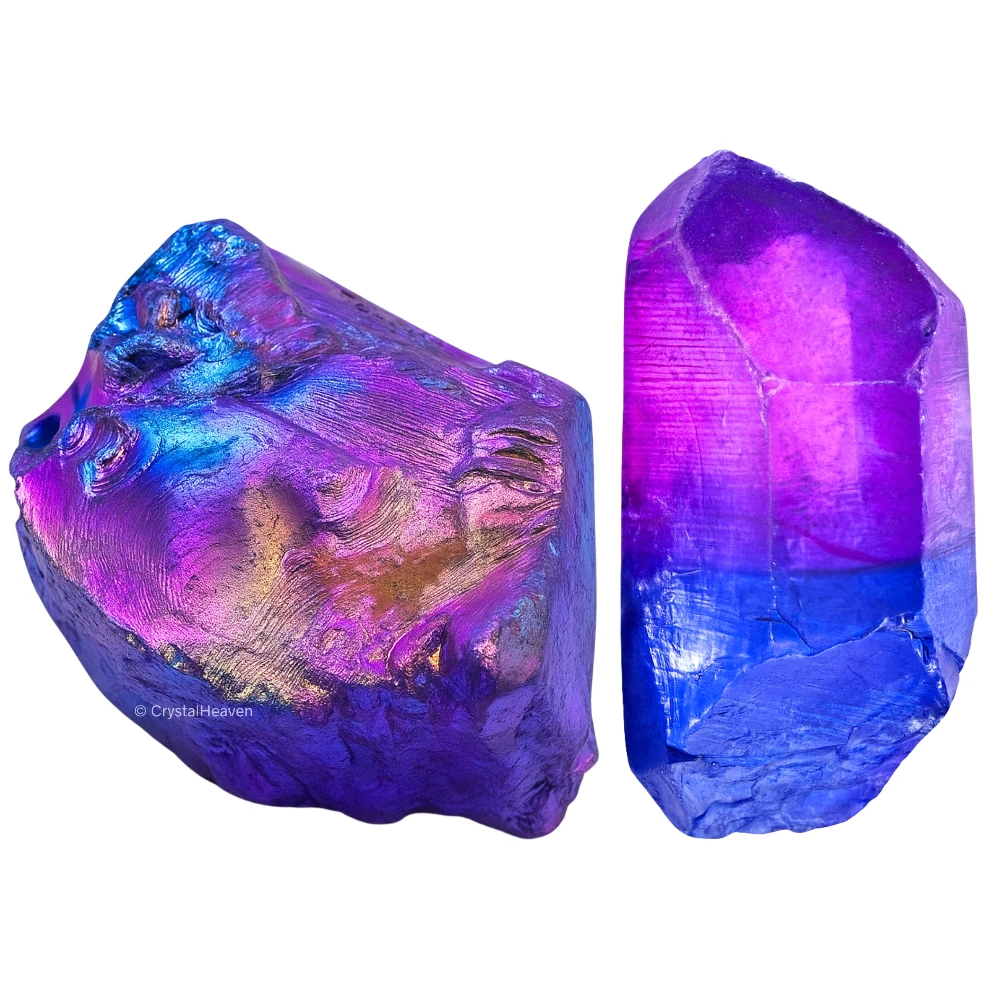 Raw Amethyst-Tanzine Aura Quartz Crystals (2 Pieces)