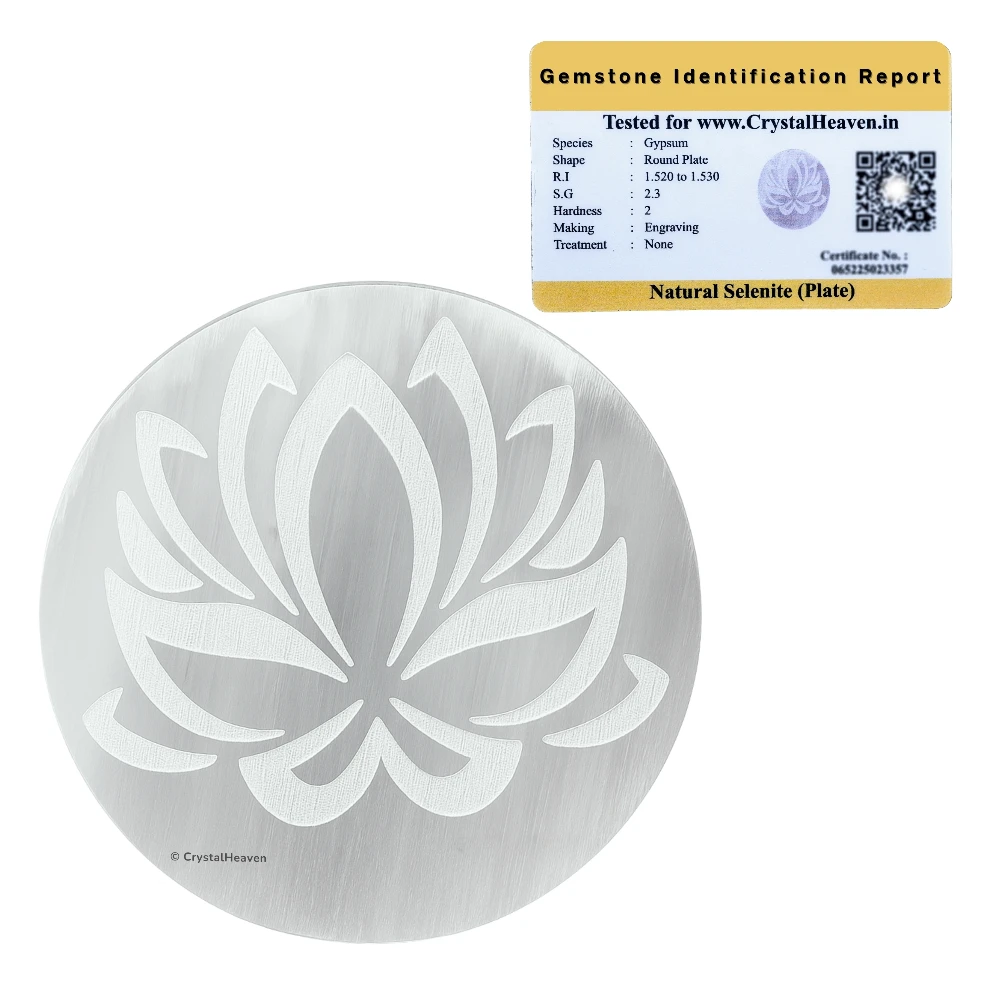 Selenite Charging Plate with Lotus Flower (4 Inch)