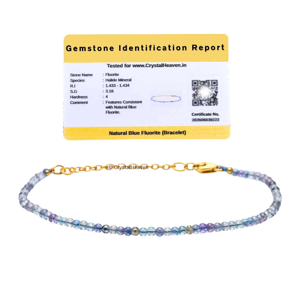 Blue Fluorite Bracelets - 2mm Faceted Beads (Gold)
