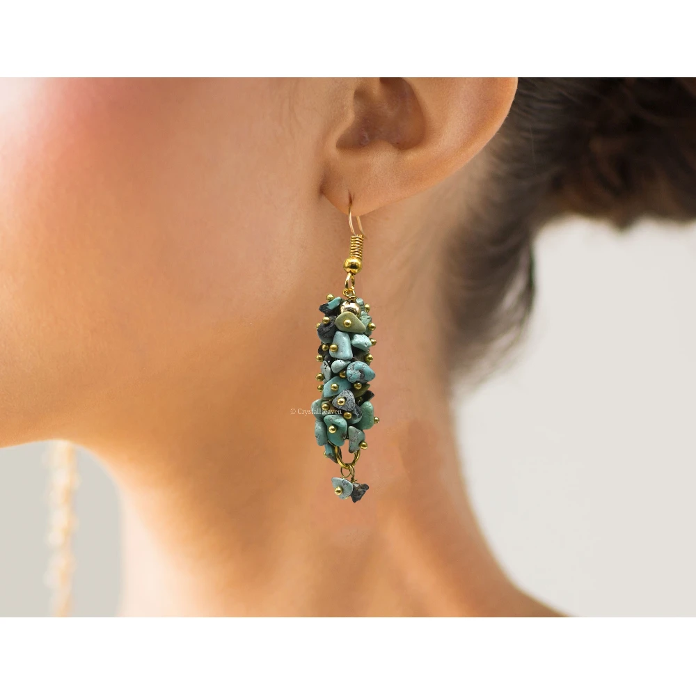 Larimar Crystal Earring (Gold)
