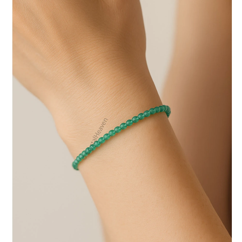 Green Onyx Bracelets - 2mm Faceted Beads (Gold)