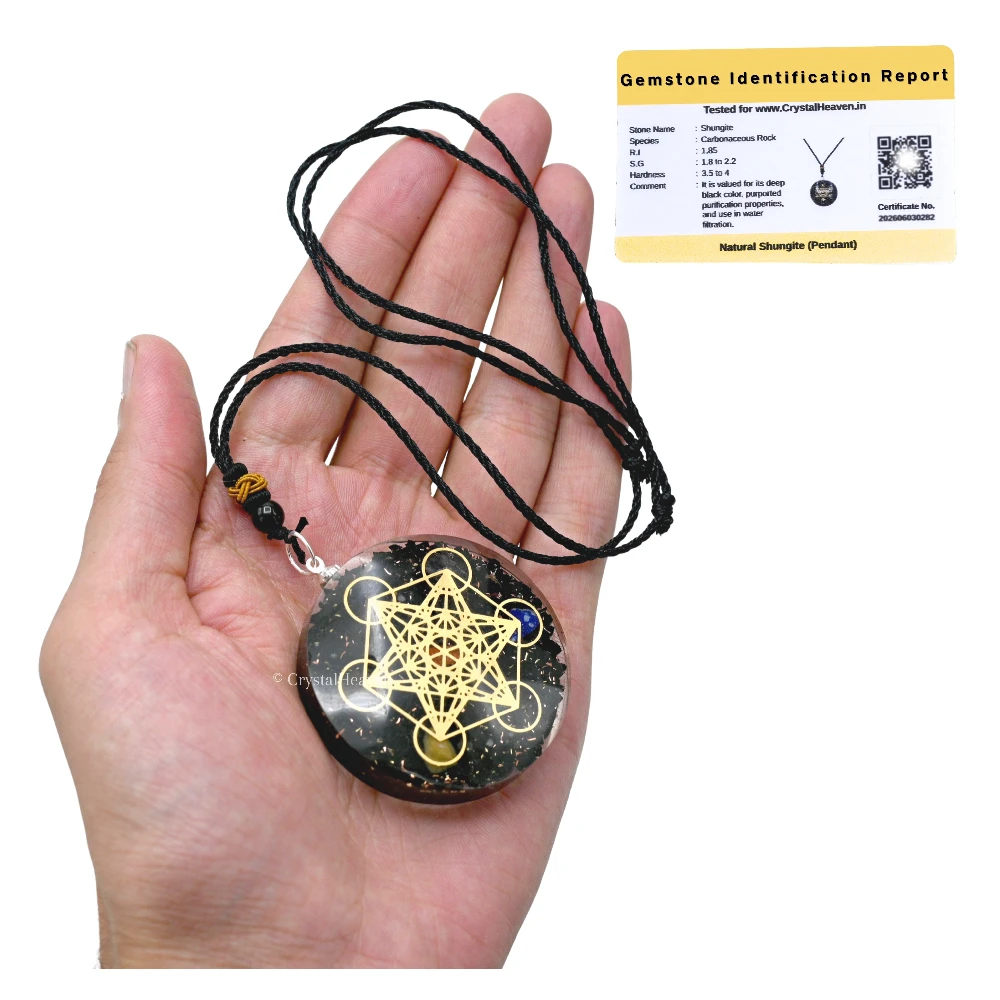 Shungite Crystal Orgone Pendant - Metatron Cube