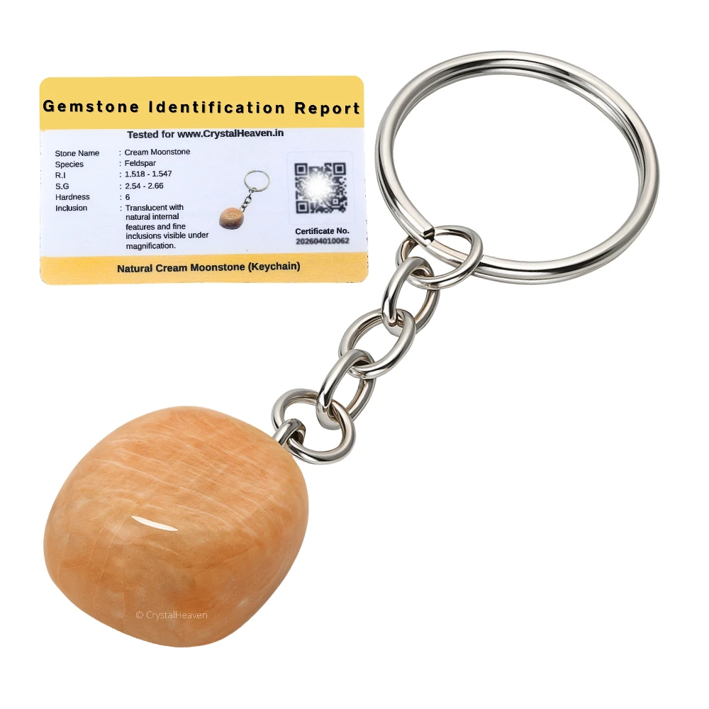 Cream Moonstone Crystal Keychain (Tumbled)