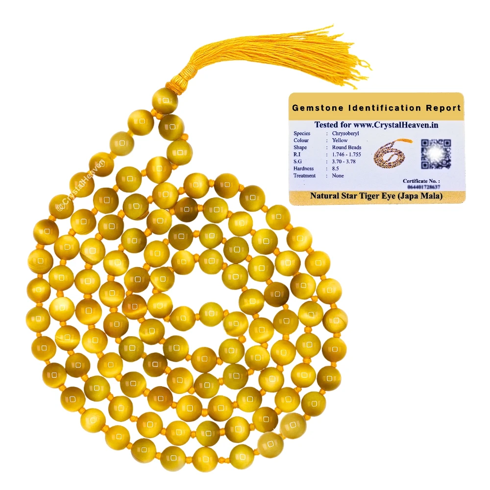 Yellow Cats Eye Japa Mala (Hand Knotted)