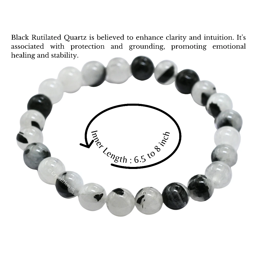 Black Rutilated Quartz Bracelet (Elastic)