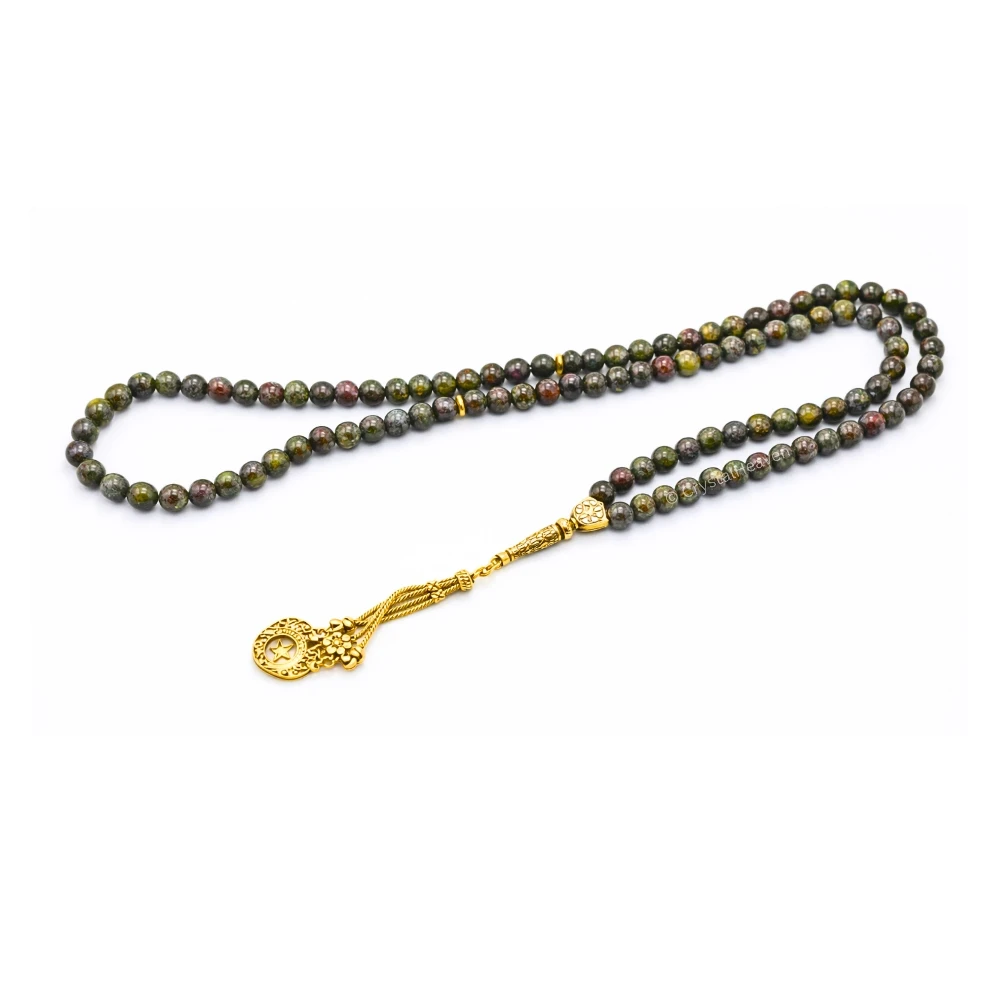 Dragon Bloodstone Crystal Tasbih (Gold)