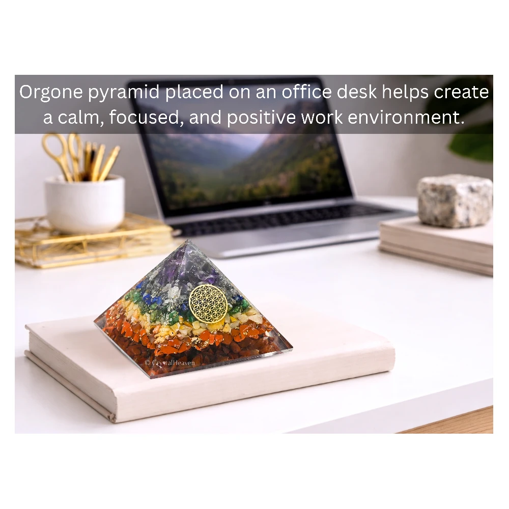 7 Chakra Orgone Pyramid (Small Flower Of Life)