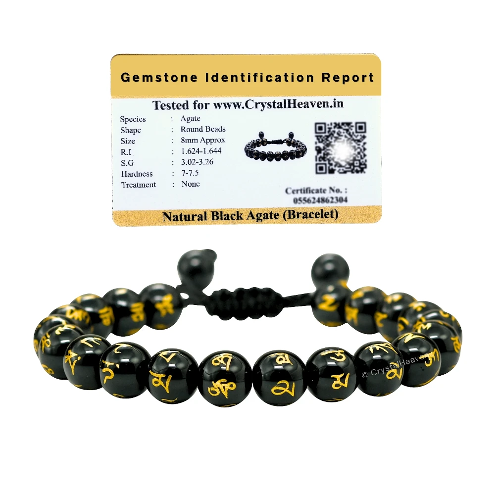 Black Agate OM Mani Padme-Hum Bracelet (Adjustable)