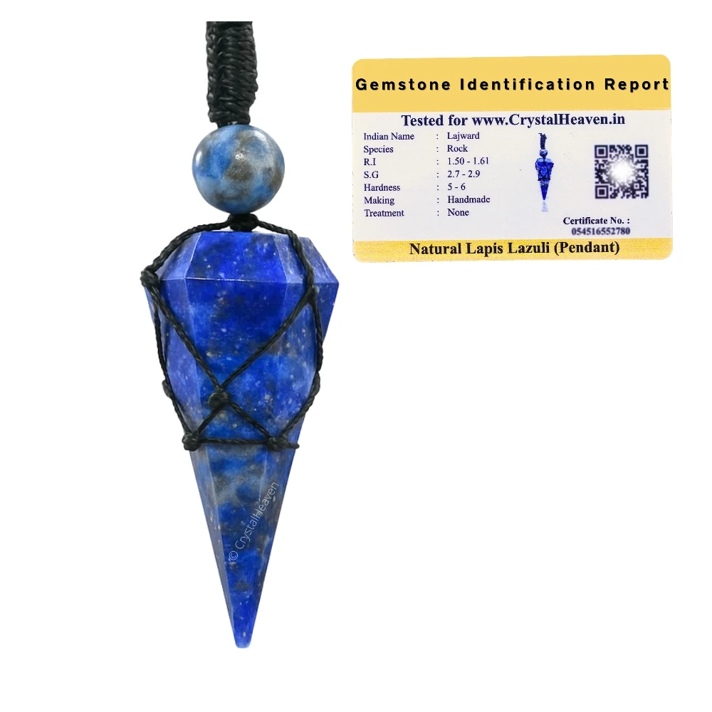Lapis Lazuli Pendulum Pendant Necklace (Macrame)