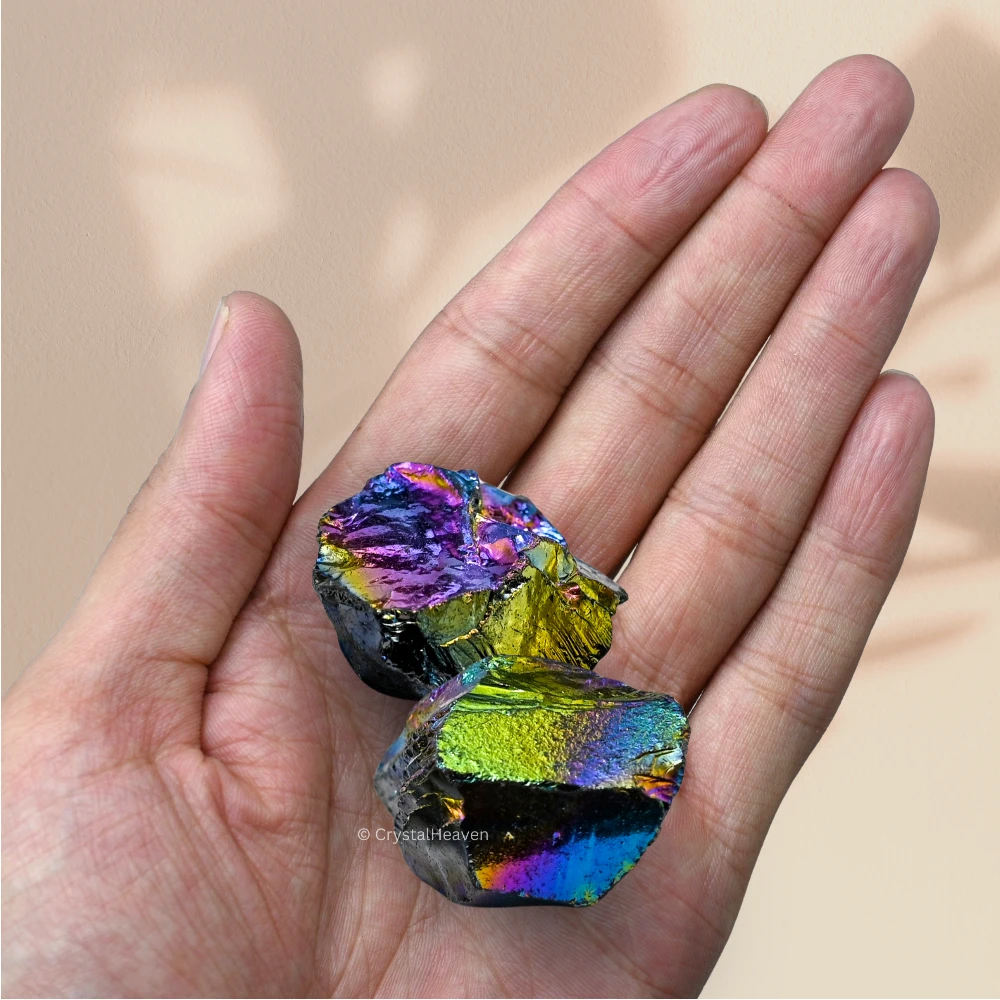 Raw Titanium Aura Quartz Crystals (5 Pieces)